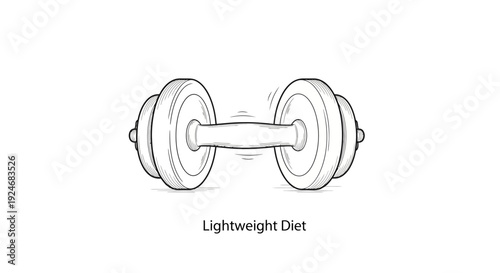 Lightweight Diet Concept: Dumbbell Icon Representing Weight Loss and Healthy Eating