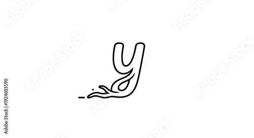 Lowercase letter Y with fiery accents, dynamic typography, abstract graphic element