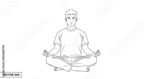Man Meditating in Lotus Pose, Zen Mindfulness, Calm and Serene