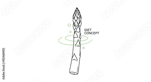 Healthy Asparagus Spear with Diet Concept Circles and Bubbles