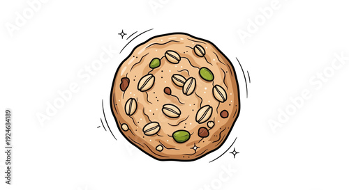 Healthy Oatmeal Cookie with Nuts and Seeds - Delicious Baked Treat