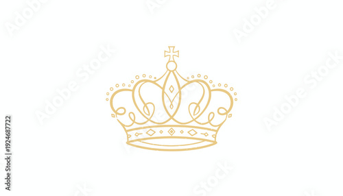 Golden Crown Icon, Royal Symbol, Luxury Emblem, Elegant Design, Isolated on White Background
