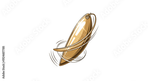Golden Fishing Lure Spinning in Water, Angling Equipment, Sport Fishing