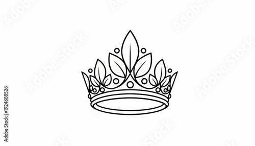 Elegant Crown Icon Outline, Royal Symbol, Luxury Emblem, Vector Illustration