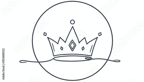 Elegant Crown Icon with Flowing Line - Royal Symbol of Power and Luxury
