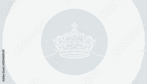 Elegant Crown Illustration on Soft Gray Background with Subtle Sparkles