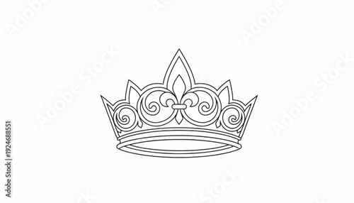 Elegant Crown Outline Icon - Royal Symbol of Power and Royalty