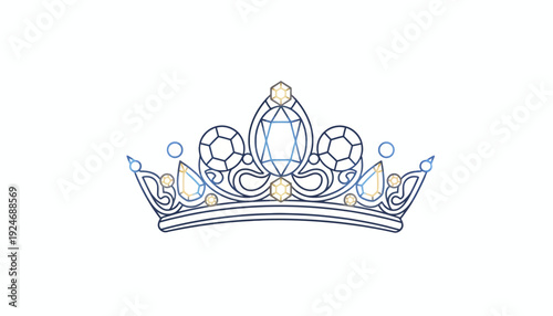 Elegant Diamond Tiara Crown Illustration with Gemstones and Pearls
