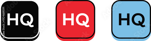 HQ letter logo icon set rounded square app button badge template modern minimal brand identity vector illustration pack