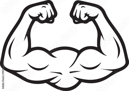 Muscular Arms Flexing: An artistic representation of toned arms flexed, showcasing strength, power, and vitality. The image emphasizes the human form. 