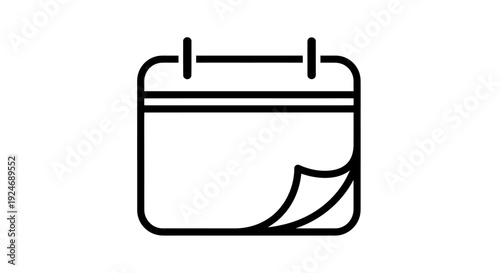 Minimal calendar icon illustration with rounded corners and page curl for design projects.