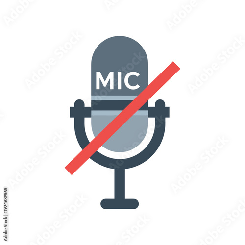 Microphone canceled speech symbol no talk communication concept vector illustration