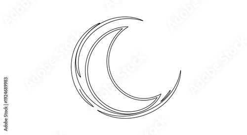 Crescent Moon Outline Icon, Celestial Body, Night Sky Symbol