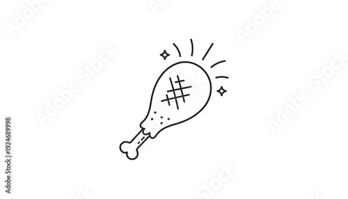 Crispy Fried Chicken Leg Icon, Delicious Food Symbol, Vector Illustration