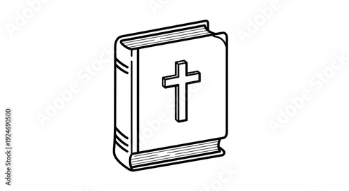 Christian Bible with Cross Icon, Religious Book Illustration