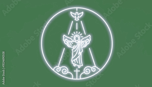 Christian Trinity Symbol with Jesus, Holy Spirit, and Cross on Earth Background