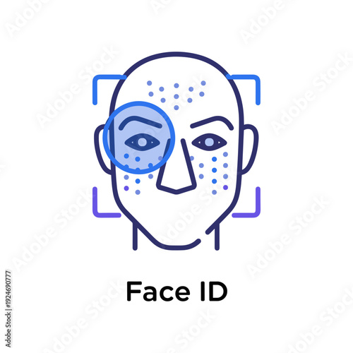 Digital face recognition technology with biometric scanning and futuristic security interface
