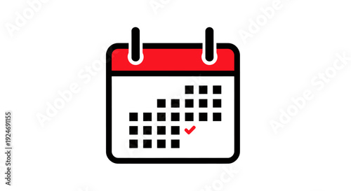 Calendar icon with check mark indicating scheduled date and planned event.