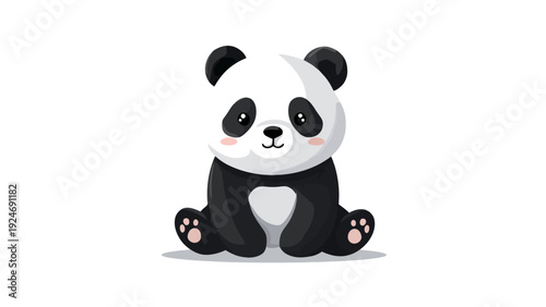 Charming Baby Panda 2D Flat Cartoon Illustration in a Sitting Pose