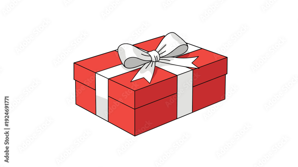 Fototapeta premium red gift box with a white ribbon and bow isolated on a plain white background for holiday and celebration concepts.
