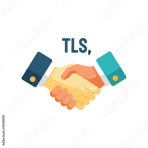 TLS encryption handshake concept with secure mobile devices and digital handshake illustration
