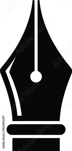 Black fountain pen nib icon on white background writing