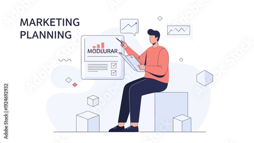 Marketing Planning Strategy Business Growth Concept with Man Analyzing Data