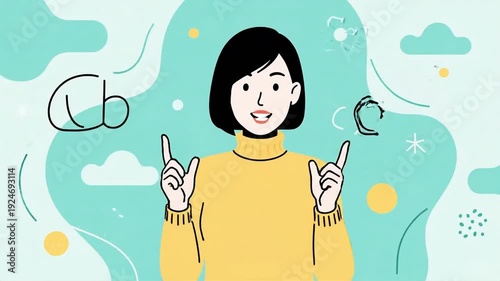 Young Woman Gesturing Ideas Learning Communication Education Business.