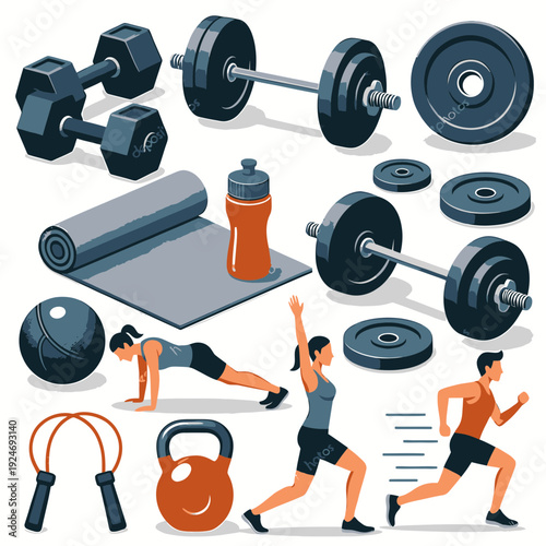 Fitness Essentials and Exercises vector