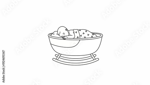 Baby Sleeping in Rocking Bassinet, Newborn Rest, Peaceful Slumber, Gentle Movement
