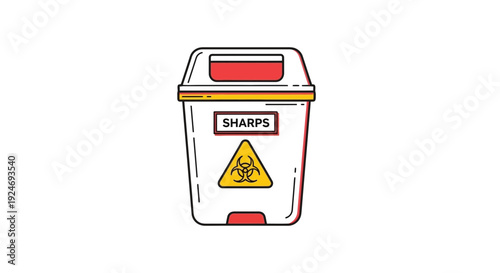 Biohazard Sharps Container with Biohazard Symbol and Warning Label