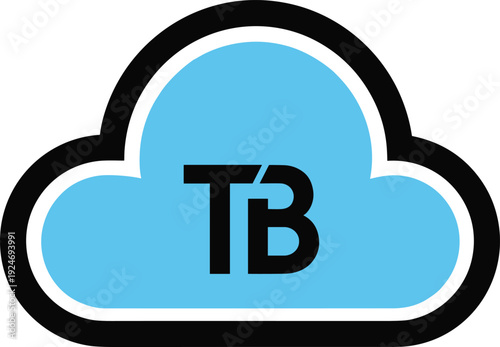 Cloud storage tb data capacity icon technology server backup symbol flat vector illustration isolated digital computing design