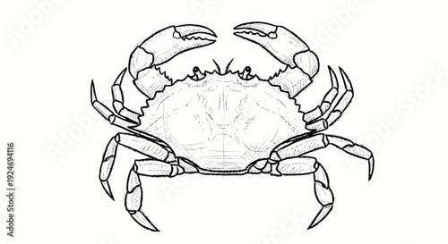 Black and White Illustration of Crab.