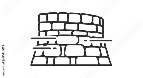 Stone Wall Construction Icon, Building Material, Architectural Element, Repair and Renovation