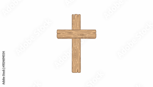 Simple Wooden Cross Isolated on White Background - Symbol of Faith and Christianity