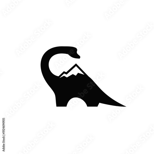 Creative Minimalist Dinosaur and Mountain Silhouette Logo Design