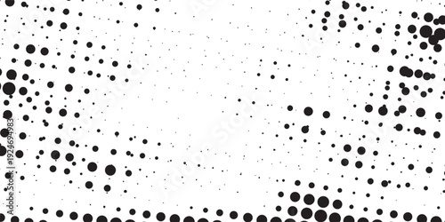 HAn abstract black and white pattern featuring dynamic, scattered lines and splatters on a white background, evoking a sense of movement and energy.alftone Abstract Background Dots Web Banner.