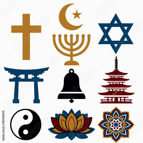 World Religions Symbols vector
