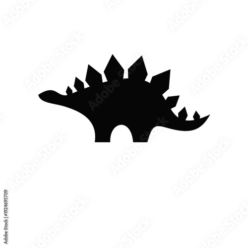 Stegosaurus Silhouette Icon Isolated on White Background