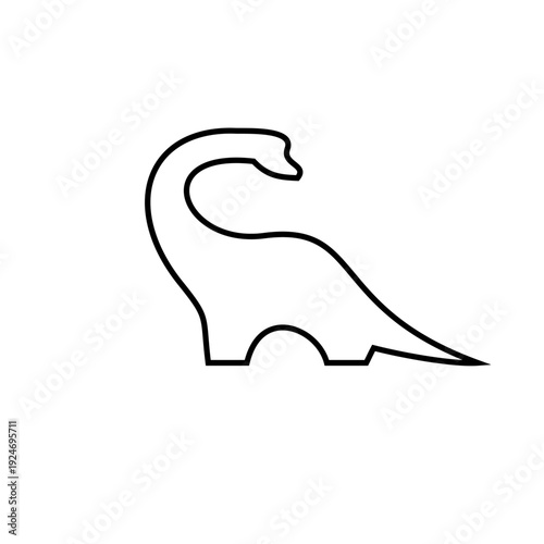 Minimalist Brontosaurus Dinosaur Line Art Outline Icon