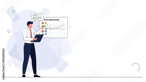 Businessman analyzing risk indicators on a financial chart