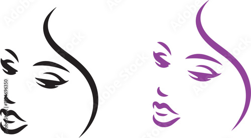 Elegant Female Face Logo Modern Beauty Brand Vector  Symbol.