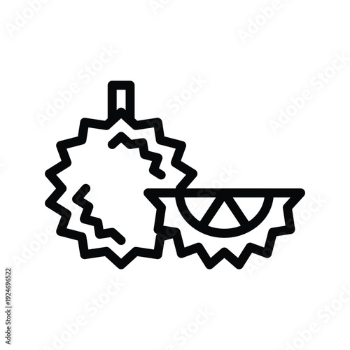 Durian Fruit Icon Vector Illustration. Fruit single line icon.