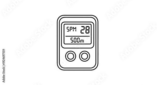 Rowing Machine Performance Monitor Displaying SPM and Distance