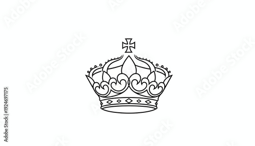 Royal Crown Emblem Outline Vector Illustration
