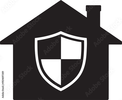 Home Protection Shield Symbol Simple House Safety Vector