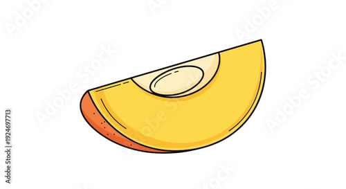 Juicy Peach Slice with Pit - Fresh Fruit Illustration