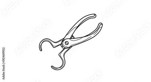 Hand-drawn illustration of a pair of hose clamp pliers, isolated on white background