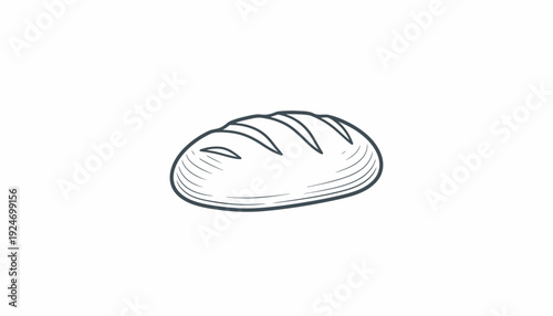 Hand-drawn illustration of a loaf of bread with score marks on a white background