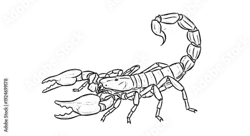 Black and White Scorpion Illustration.